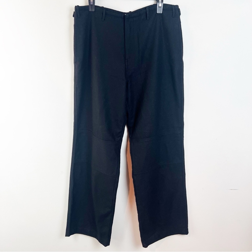 G.H. Bass Womens Wool Wide Leg Pants Trousers Black 12 Lined Pockets Career